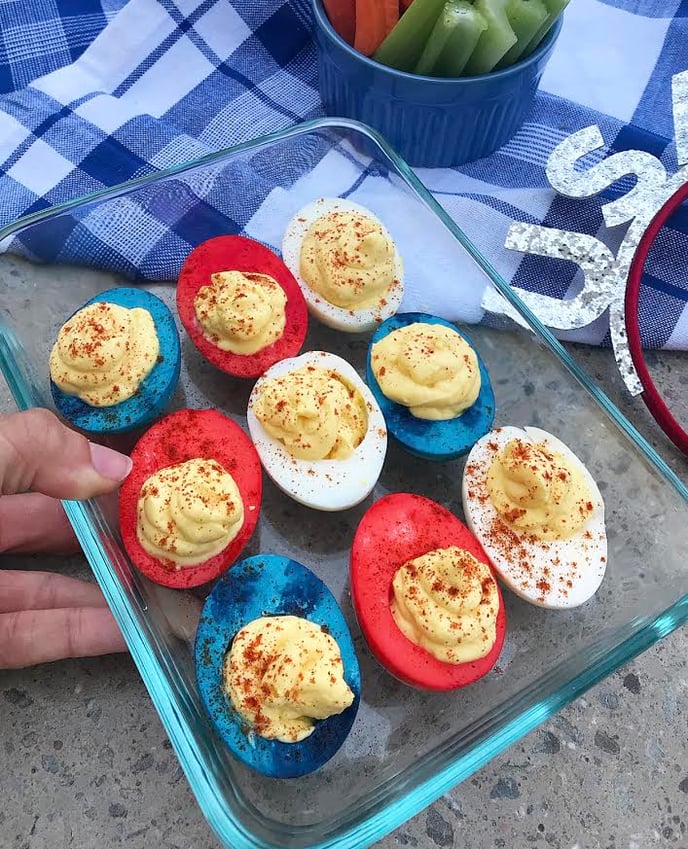 Red, White, & Blue Deviled Eggs